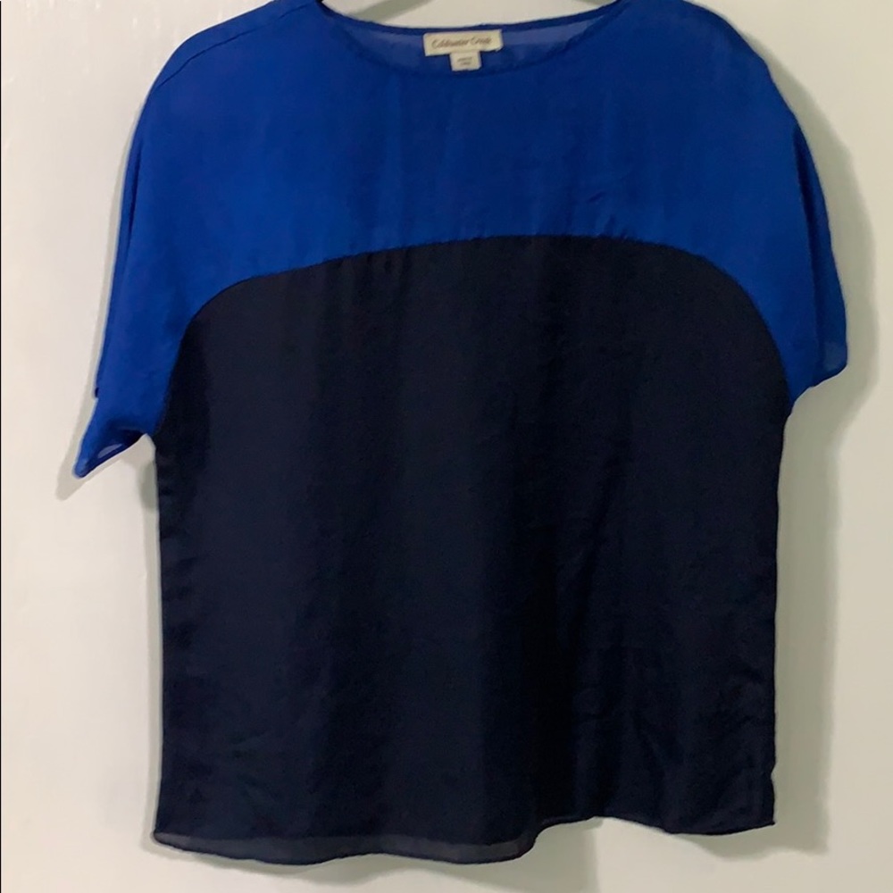 Coldwater Creek blue color-block blouse